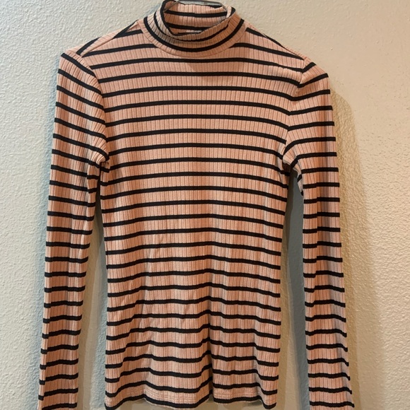 Tahari Pink and Black Striped Turtleneck Size XS - Picture 1 of 4